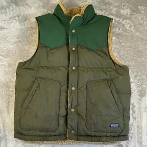Patagonia Bivy Reversible Sherpa Puffer Vest Green Mens L Button Down